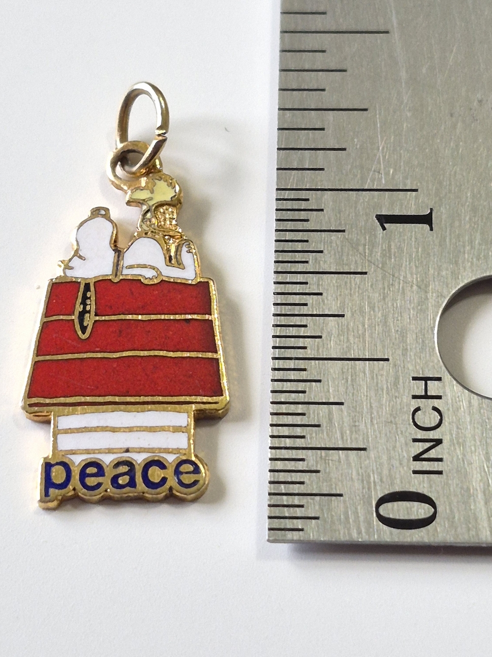 Vintage Snoopy and Woodstock Charm Pendant "Peace"